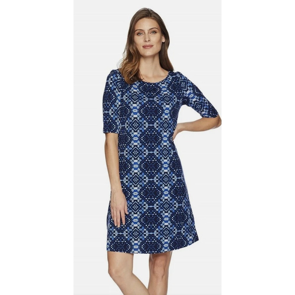 Tommy Bahama Indi-Coco Shift Dress Ocean Deep Blue Batik XS